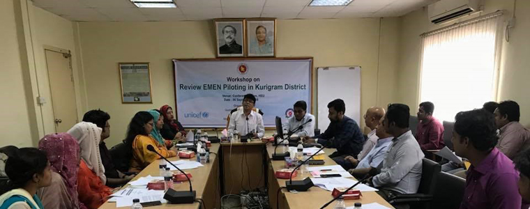 Workshop on Review EMEN Piloting in Kurigram District at HEU Conference Room, September 2018